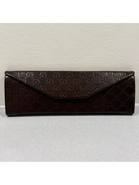 GUCCI trifold hard shell eyeglass case brown monogrammed luxury glasses case